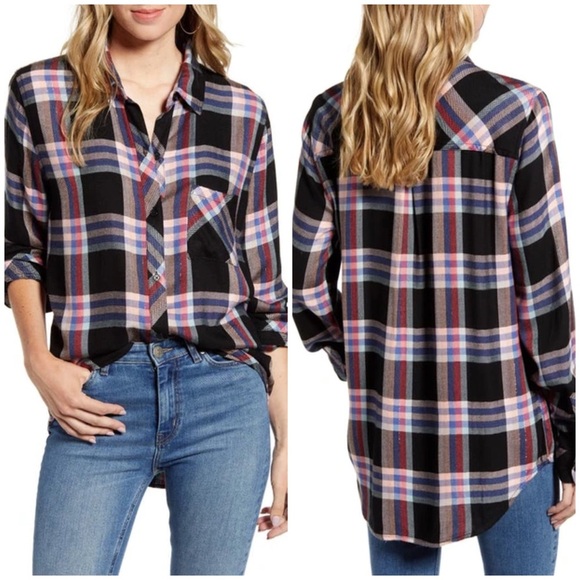 Rails Hunter Button Down Shirt Small black melon aqua - Picture 16 of 16